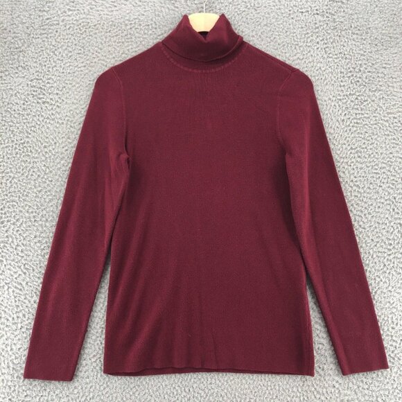 Chicos Sweater Women 0 US Small Burgundy Knit Turtleneck Pullover Ribbed Stretch - Picture 1 of 10